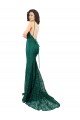 Verde oscuro Sirena Cuello en V Encaje Largo Vestidos de dama de honor / Vestidos de fiesta Descuento