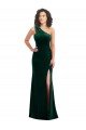 Verde oscuro Trompeta Un Hombre Terciopelo Elástico Largo Vestidos de dama de honor / Vestidos de fiesta Descuento