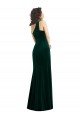 Verde oscuro Trompeta Un Hombre Terciopelo Elástico Largo Vestidos de dama de honor / Vestidos de fiesta Descuento