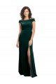 Verde oscuro línea A Cuadrado Terciopelo Elástico Largo Formales Vestidos de dama de honor / Vestidos de fiesta Descuento