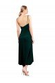Verde oscuro línea A Tirantes espagueti Midi Terciopelo Elástico Corto Vestidos de dama de honor / Vestidos de fiesta / Vestidos de cóctel Descuento