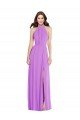 Violeta línea A Halter Gasa Largo Formales Vestidos de dama de honor / Vestidos de noche Descuento