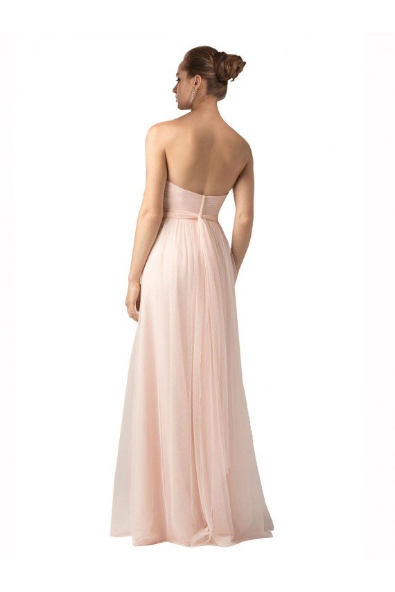 línea A Cuello de Corazón Tul Largo Vestidos de dama de honor Descuento