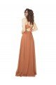 línea A Cuello en V Gasa Largo Vestidos de dama de honor Descuento
