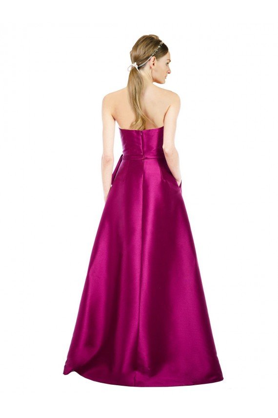línea A Cuello en V Satén Largo Vestidos de dama de honor / Vestidos de fiesta Descuento