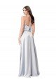 línea A Halter Satén sedoso Largo Formales Vestidos de dama de honor / Vestidos de noche Descuento