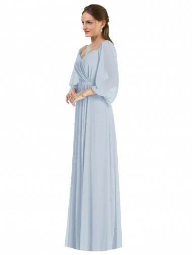 línea A Hombros Descubiertos Gasa Largo Formales Vestidos de dama de honor / Vestidos de noche Descuento