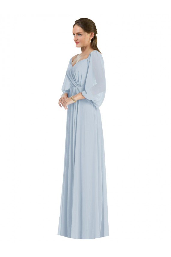línea A Hombros Descubiertos Gasa Largo Formales Vestidos de dama de honor / Vestidos de noche Descuento