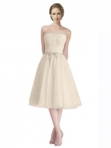 línea A Sin tirantes Cóctel Tul Corto Vestidos de dama de honor / Vestidos de cóctel / Vestidos para homecoming Descuento